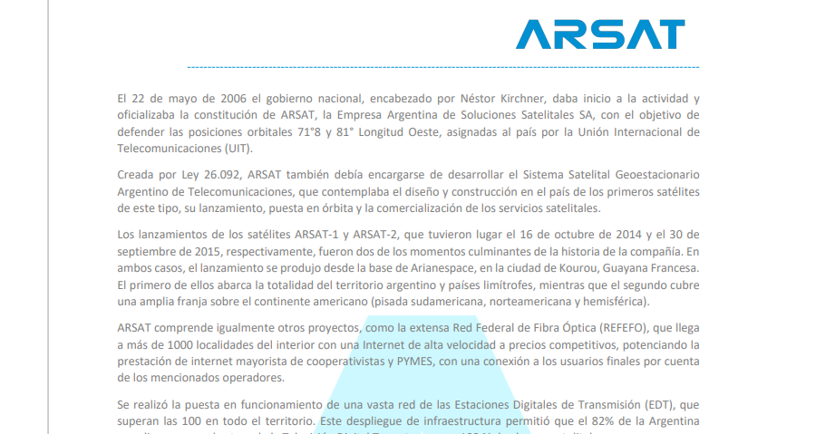 Sobre ARSAT resumen